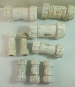 Lot of 9 Misc PVC 3/4", 1 1/2", 2" Compression Couplers Repair Sleeves - Picture 1 of 11