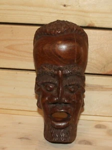 Vintage afrikanische Handschnitzerei Holz Wandbehang Mann Maske - Bild 1 von 7