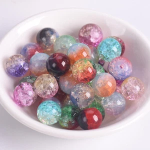 20pcs 10mm Rainbow Colorful Crackled Crystal Glass Loose Bead For Jewelry Making - Imagen 1 de 21