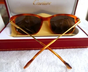 New Cartier Lumen Lunette Sonnenbrille Tiger Brown Gold Plated 56mm Sunglasses - Picture 1 of 17