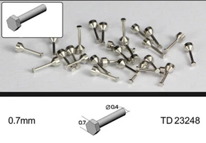 0.7mm METAL FLAT HEX RIVET, 10pcs for TAMIYA HASEGAWA REVELL FUJIMI ENDAI DOYUSH - Imagen 1 de 1