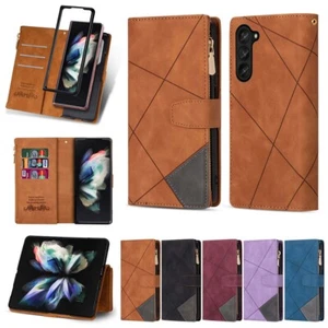 Für Samsung Galaxy Z Fold 5 4 Fold 3 Leder Filp Handy Tasche Wallet Hülle Etui - Zdjęcie 1 z 19