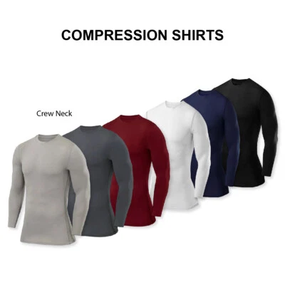 Compression Base Layer Tops Mens Boys Tees & Vests Sports Running Top T-Shirt UK - Image 1 of 4