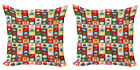 Christmas Pillow Covers Pack of 2 Santa Gift Boxes Squares