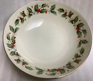 Tazón para servir acebo de cerámica de porcelana de 9"" Macy's All the Trimmings sin usar - Imagen 1 de 6