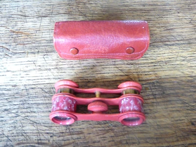 ancienne petite paire de jumelles de théâtre  FLAMARION PARIS + étui cuir - Photo 1/4