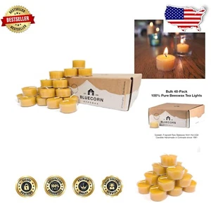 Fragrance-Free Beeswax Tealight Candles - 48 Count, Eco-Friendly & Non-Toxic - Picture 1 of 9