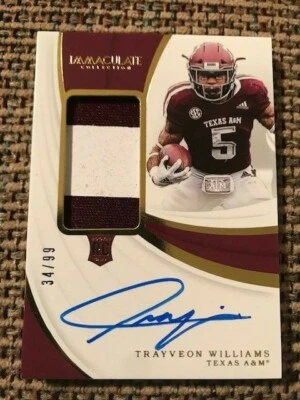 TRAYVEON WILLIAMS 2019 Immaculate Collegiate PATCH Auto # 34/99 True RPA Bengals - Image 1 of 2