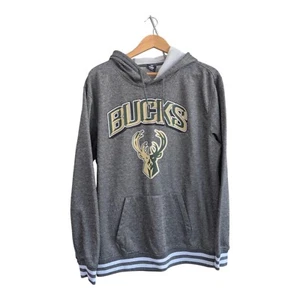 NBA Milwaukee Bucks UNK Print Basketball Hoodie Grey Size UK Large - Picture 1 of 3