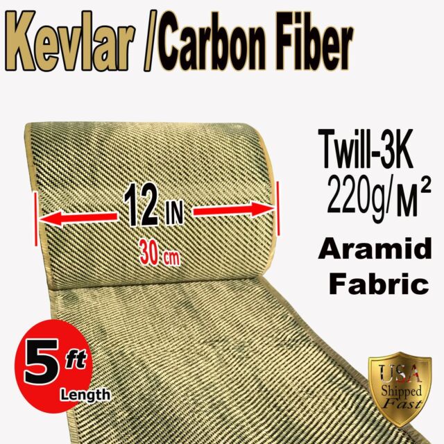 Carbon Fiber/Black Kevlar Fabric 2×2 Twill 3k 50″/127cm 5.5oz