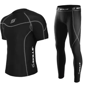 Mens Compression Armour Base layer Top Skin Fit Shirt + Leggings / Pants set - Picture 1 of 24