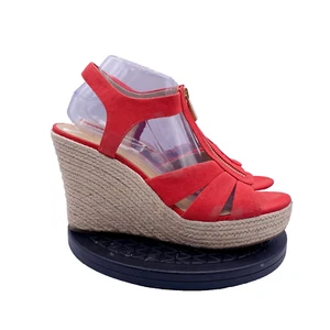 Michael Kors Women's Berkley Sandal Size 11 Wedge Platform Espadrille Coral Zip - Picture 1 of 9