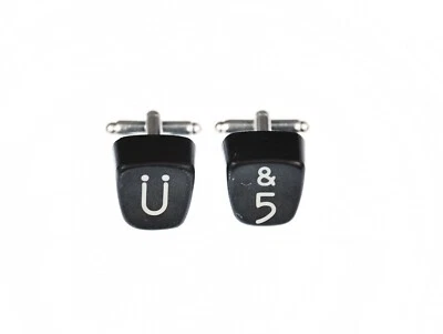 Umlaut Zahl Manschettenknöpfe Schreibmaschinentaste Miniblings Ü Fünf 5 eckig - Bild 1 von 4