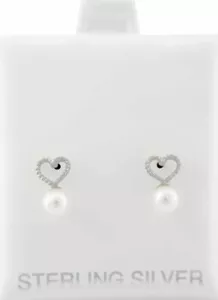GENUINE FRESH WATER PEARL EARRINGS .925 Silver - NEW WITH TAG - SCREW BACKS - Picture 1 of 3