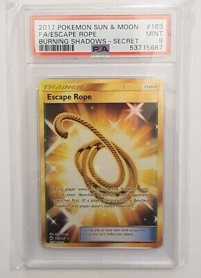 Pokemon SM Burning Shadows Escape Rope 163/147 Gold Rare Holo Foil Secret PSA 9