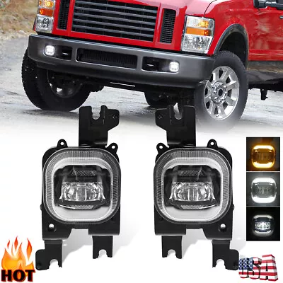 Fit 2008 2009 2010 For Ford F-250 Super Duty Pickup Halo LED Bumper Fog Lights - Image 1 of 4