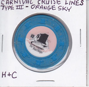 CASINO CHIP TOKEN $1 CARNIVAL CRUISE LINES TYPE III (ORANGE SKY) - H&C MOLD  - Picture 1 of 1