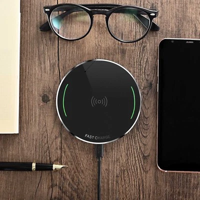 For Samsung Fast Charging Qi Wireless Charger Pad for S20+ Note 10+ 8 iPhone 11 - image 1 of 4