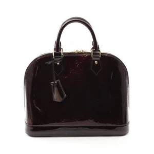 LOUIS VUITTON Alma PM Handbag M91611 Vernis leather Purple Amarrant Used Women - Picture 1 of 8