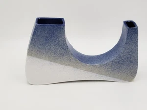 Rare Toyo Japan Modernist Ceramic Vase Shades of Blue Gray Cream Circa 1960's - Picture 1 of 9