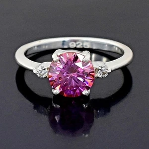 Anello solitario certificato con diamanti trattati rosa da 1,70 ct,... - Foto 1 di 7