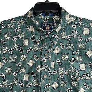 Vintage Chaps Ralph Lauren Herren Button Down Teal Hemd Gr. XL All Over Print - Bild 1 von 8