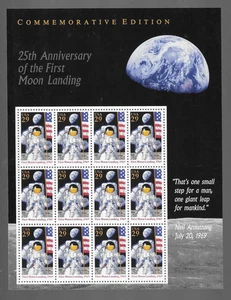 25th Anniversary of the First Moon Landing USPS Scott 2841 Sheet Stamps - Picture 1 of 1