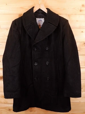 Vintage DSCP Wool Enlisted Military Pea Coat Jacket 42 XL Extra Long Black - Image 1 of 4