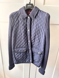 Topshop Navy Gilet Style Jacket With Knit Sleeves Size 6 - Picture 1 of 3