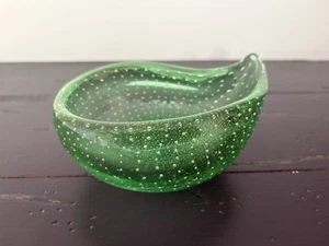 Green Kidney Shape Murano Glass Dish Bullicante - Bild 1 von 7