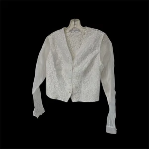 NEU Anne Fontaine Paris Stickerei Spitze TRANSPARENT CROP Bluse GR 10/12 (3) - Bild 1 von 5