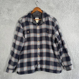 LL Bean Fleece Lined Flannel Shirt Jacket w/Pockets Plaid 513826 Men's Large - Picture 1 of 8