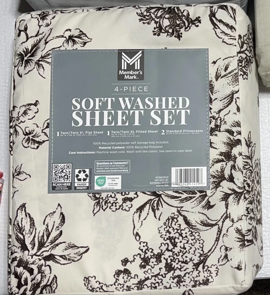 New Member's Mark Soft Washed Recycled Polyester 4-Piece Twin Twin XL Sheet Set - Image 1 of 1