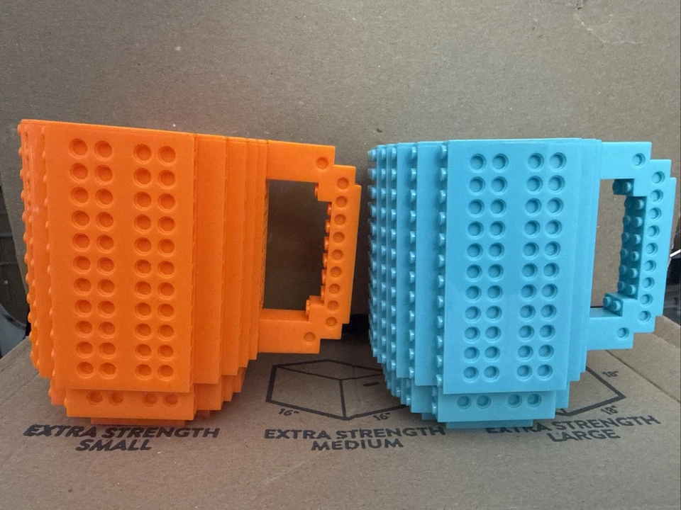 Taza de café de ladrillo construida 12 oz compatible con bloques de construcción LEGO lote de 2 Foto 1 de 4