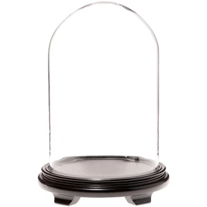 Plymor 9.75" x 15" Glass Display Dome Cloche (Black Wood Veneer Footed Base) - Picture 1 of 1
