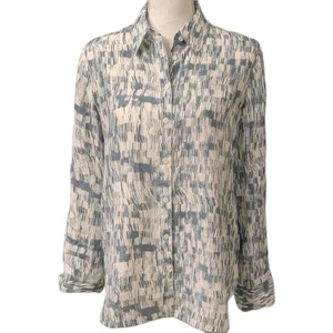 Banana Republic Damen 100% Seide Bluse Shirt Abstrakt Blau Muster - Bild 1 von 4