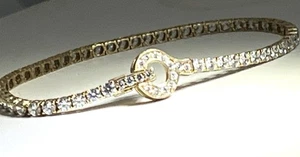 14K massives Gelbgold Damen Designer CZ Tennis Armband 7,5" - Bild 1 von 7