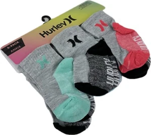 Juego de 6 calcetines Hurley Baby multicolor tobillo poliéster cojín logotipo talla 6-12 MO - Imagen 1 de 2