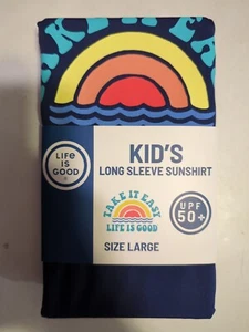 Life Is Good Kid's Large Long Sleeve Sunshirt UPF 50+ Take It Easy Sunset Design - Picture 1 of 2