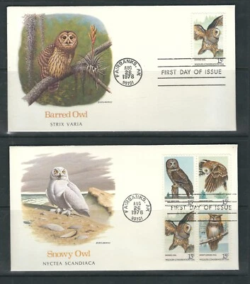 US SC # 1760-1763 And 1763a American Owls . Fleetwood  cacheted Set. - Image 1 of 2