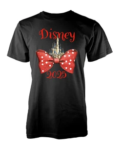 Family Disney Trip 2025 Minnie Personalised Family Holiday Tshirt Adult & Kids - Picture 1 of 21