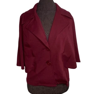 Kasper Jacket Cardigan Women Size Medium Cranberry Red Knit Cape Sleeves Spring - Picture 1 of 11