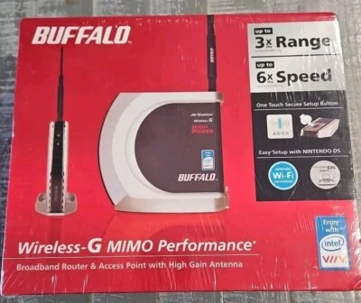 Buffalo Technology Broadband Router w/Antenna WHR-HP-G54 125 Mbps 4-Port NEW - Image 1 of 4
