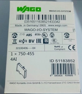 750-455 New WAGO 750-455 4-Channel Analog Input PLC Module In Box - Picture 1 of 2