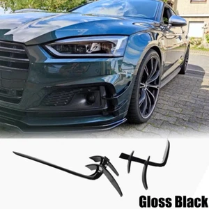 For Audi A5 B9 Sline S5 2017-2019 Gloss Black Front Bumper Fins Air Vent Covers - Picture 1 of 12