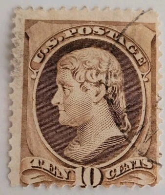 US Sc 209 10¢ Jefferson Stamp  1882 - Image 1 of 2