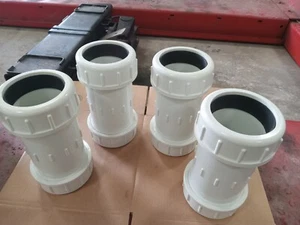 Lot of 4 PVC  4" inch White Compression Couplings Fittings - Picture 1 of 3
