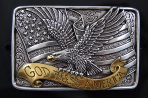 Nocona  God Bless America Buckle  American Flag Belt Buckle  37015 - Picture 1 of 3