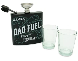 Tmd Holdings Premium Dad Fuel Flask with 2 Shot Glasses, 6 oz, Stainless Steel - Picture 1 of 6