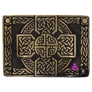 Cinturón de trabajo de nudo cruzado celta hebilla de falda escocesa cepillado antiguo/hebilla de falda escocesa - Imagen 1 de 3